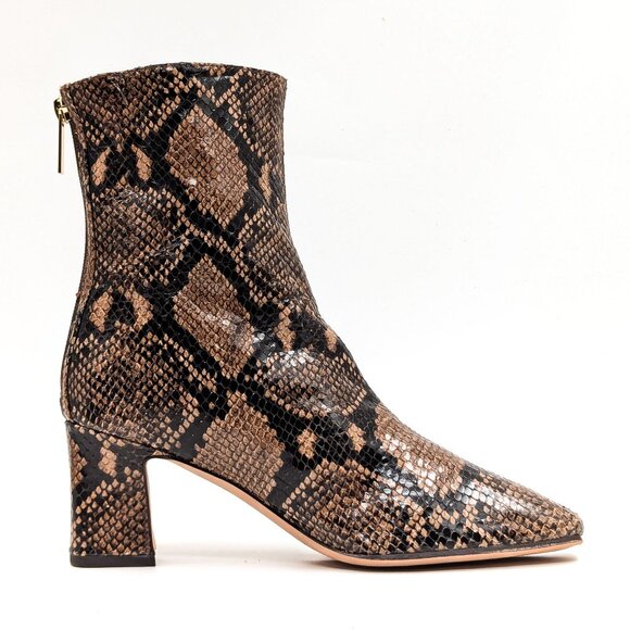 Veronica Beard Women Marla Snake Print Leather Back Zip Ankle Boots size 6.5 - Picture 9 of 10